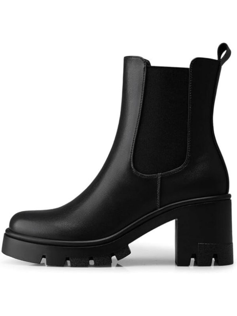 Women's Chelsea Ankle Boots 2.91 Inches Chunky Heels Platform Short Boot Black - Picture 1 of 5